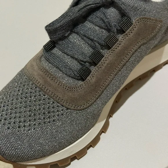 Brand New In Box Brunello Cucinelli Sparkling Knit Sneakers 38.5 - Picture 7 of 16